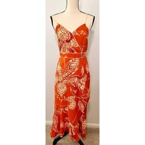Land of The Free Boho Orange/Pink Spaghetti Strap Lightweight Maxi Dress, Med